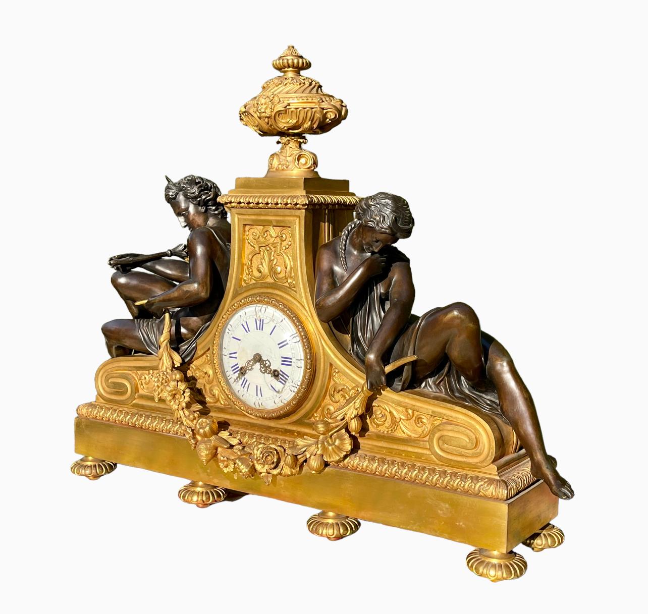 Napoleon III Bronze Clock XIXth For Sale 5