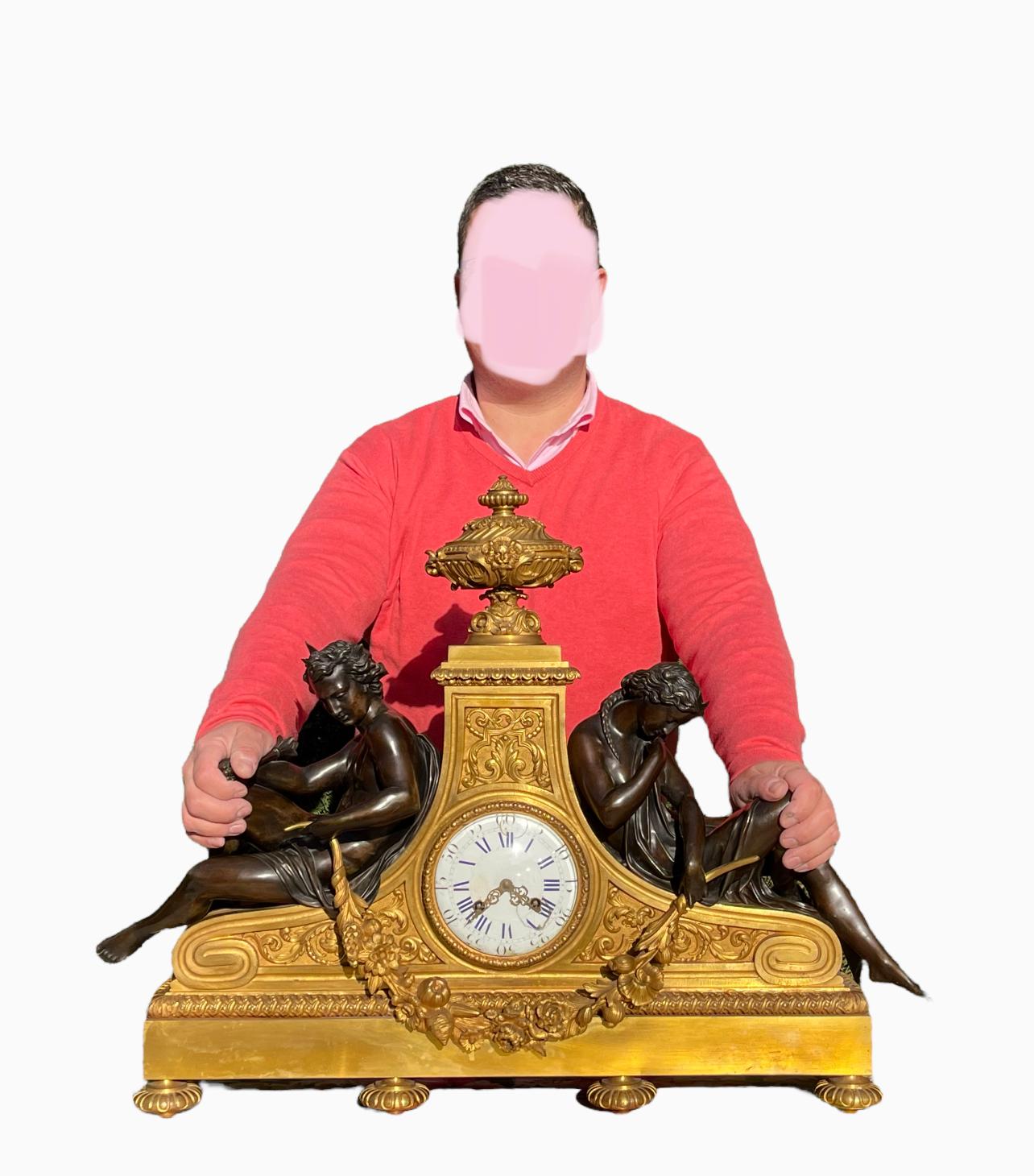 Horloge en bronze Napoléon III XIXème  en vente 7