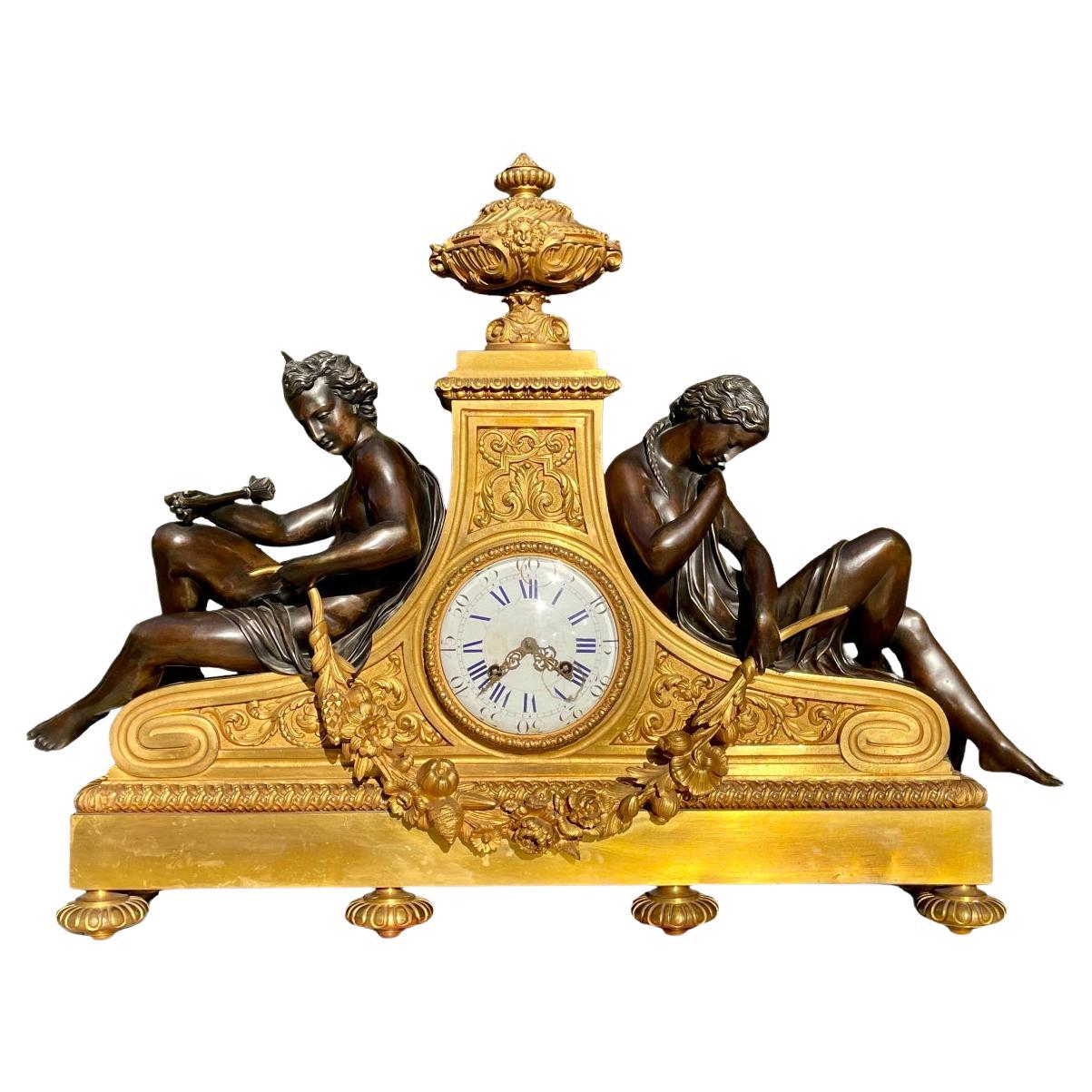 Horloge en bronze Napoléon III XIXème  en vente