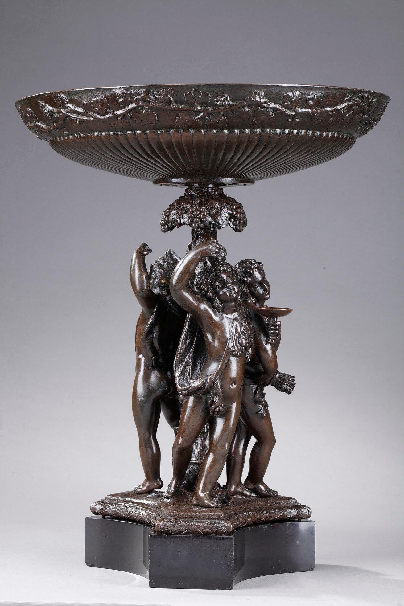 French Napoleon III Bronze Fruit Bowl with Mythological Decoration For Sale
