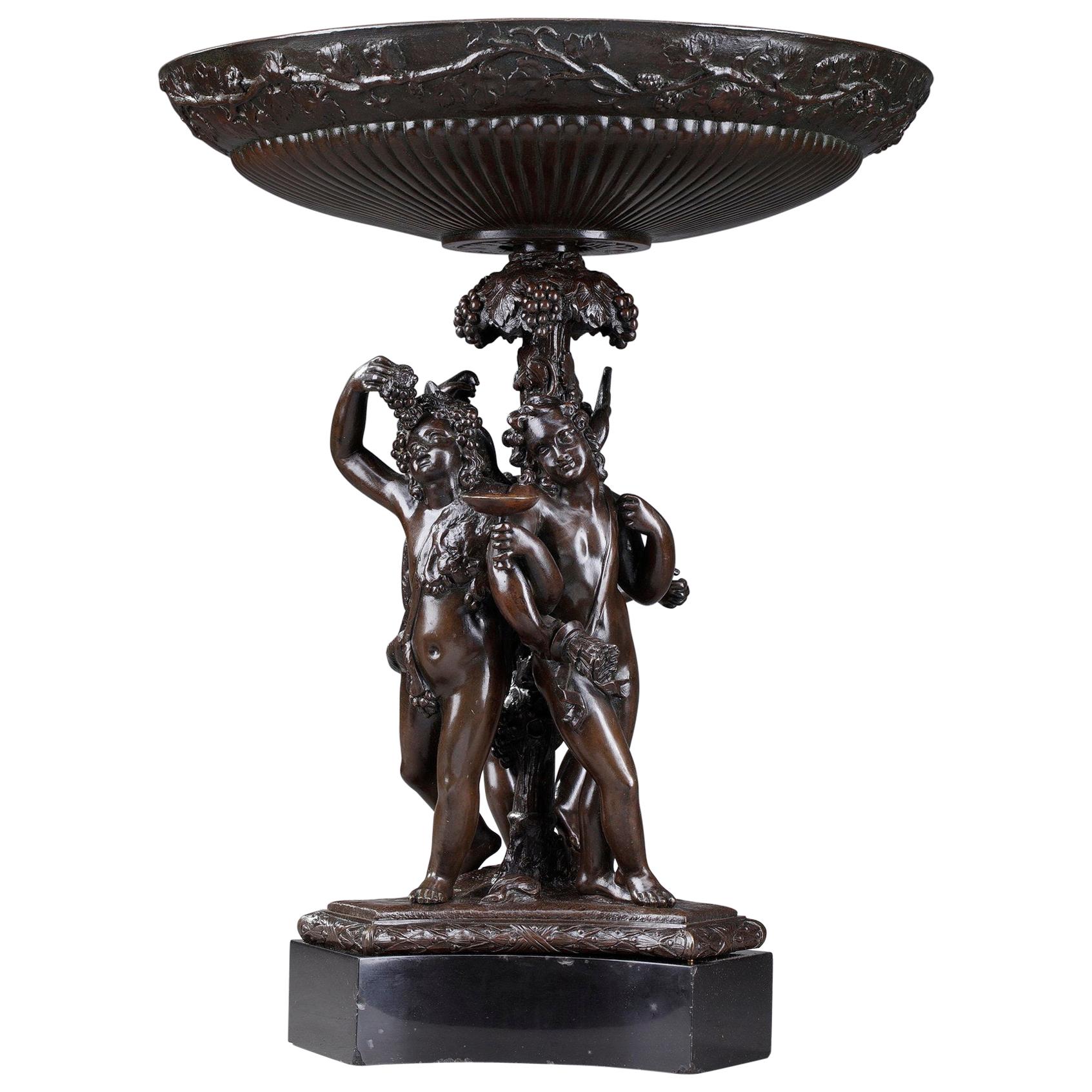 Bol à fruits en bronze Napoléon III à décor mythologique