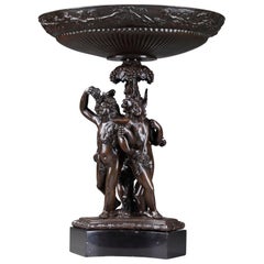 Antique Napoleon III Bronze Fruit Bowl with Mythological Decoration