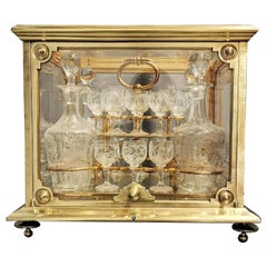 Antique Napoleon III Bronze Liquor Cellar Cabinet Baccarat Crystal, France 19th Century