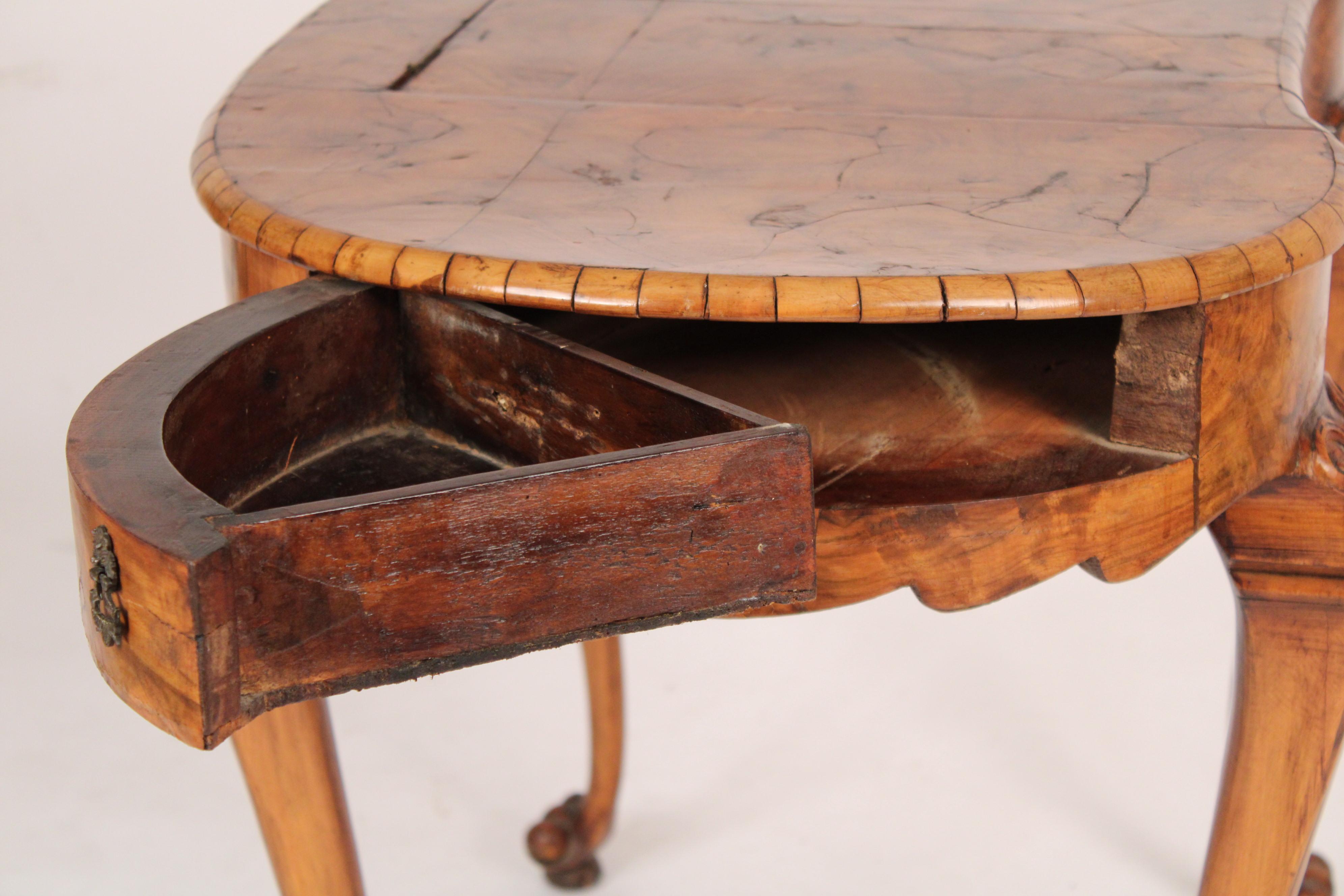 Napoleon III Burl Olive Wood Kidney Shaped Writing / Poudre Table 1