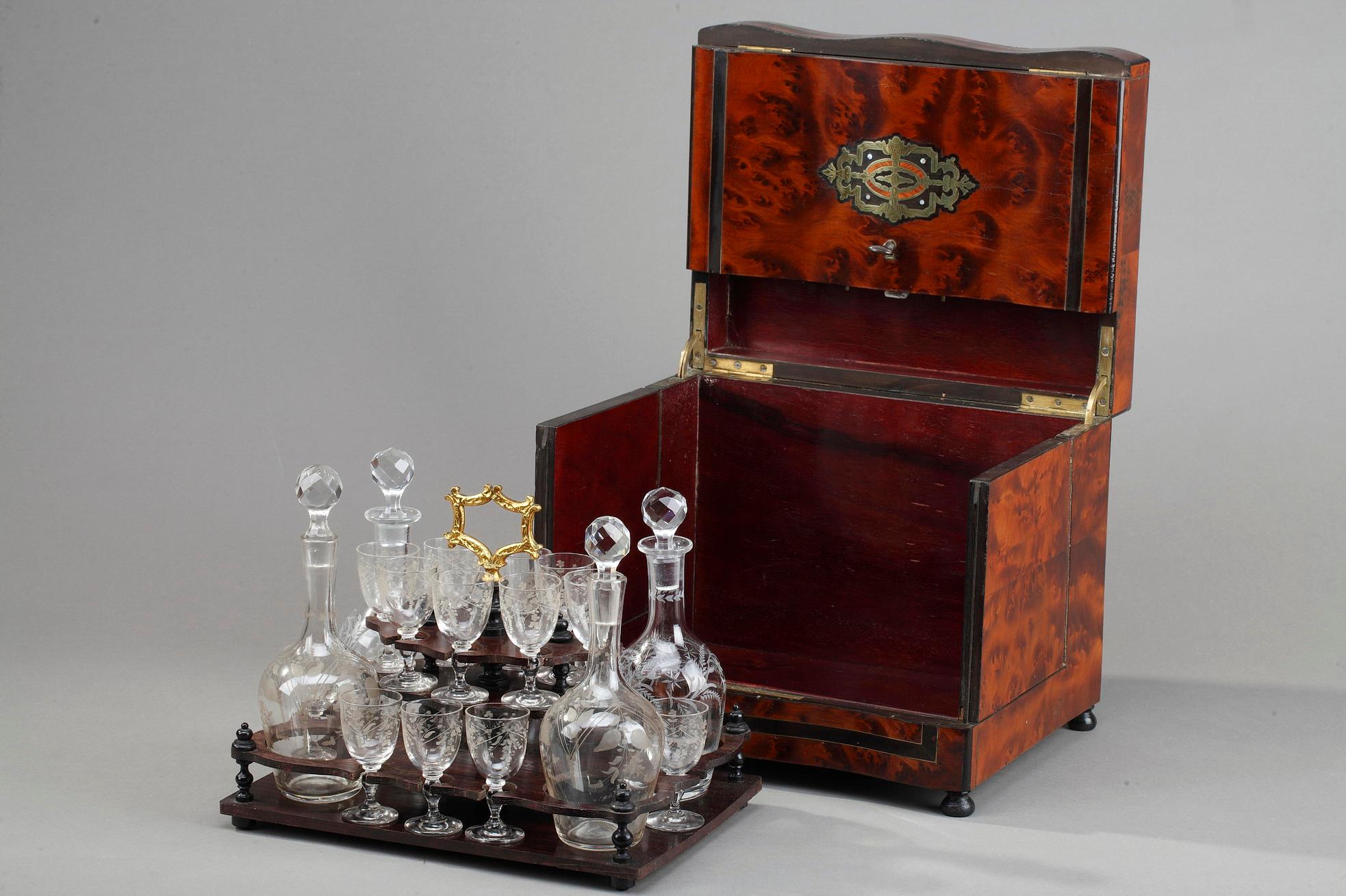 Napoleon III Burr Elm and Brass Liquor Cellar 5
