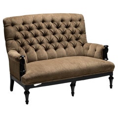 Napoleon III Buttonback Sofa in Cotton Blend by Pierre Frey, France, circa 1880