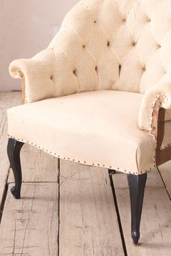Napoleon III Buttoned back cabriole legged tub chair