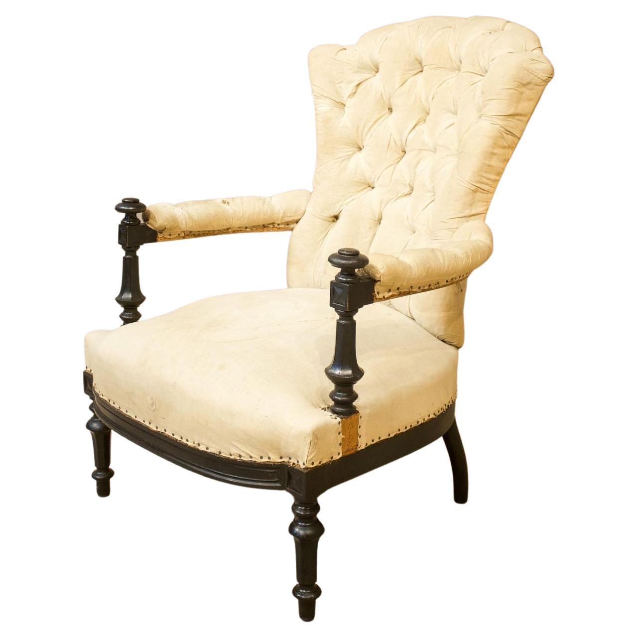 Napoleon III Buttoned Back Open Armchair
