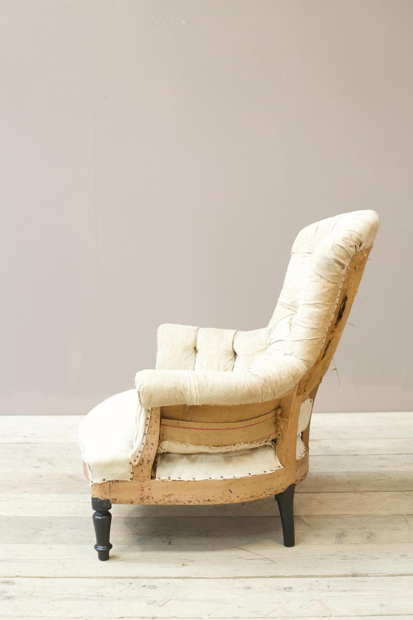 19th Century Napoleon III buttoned curved back armchair