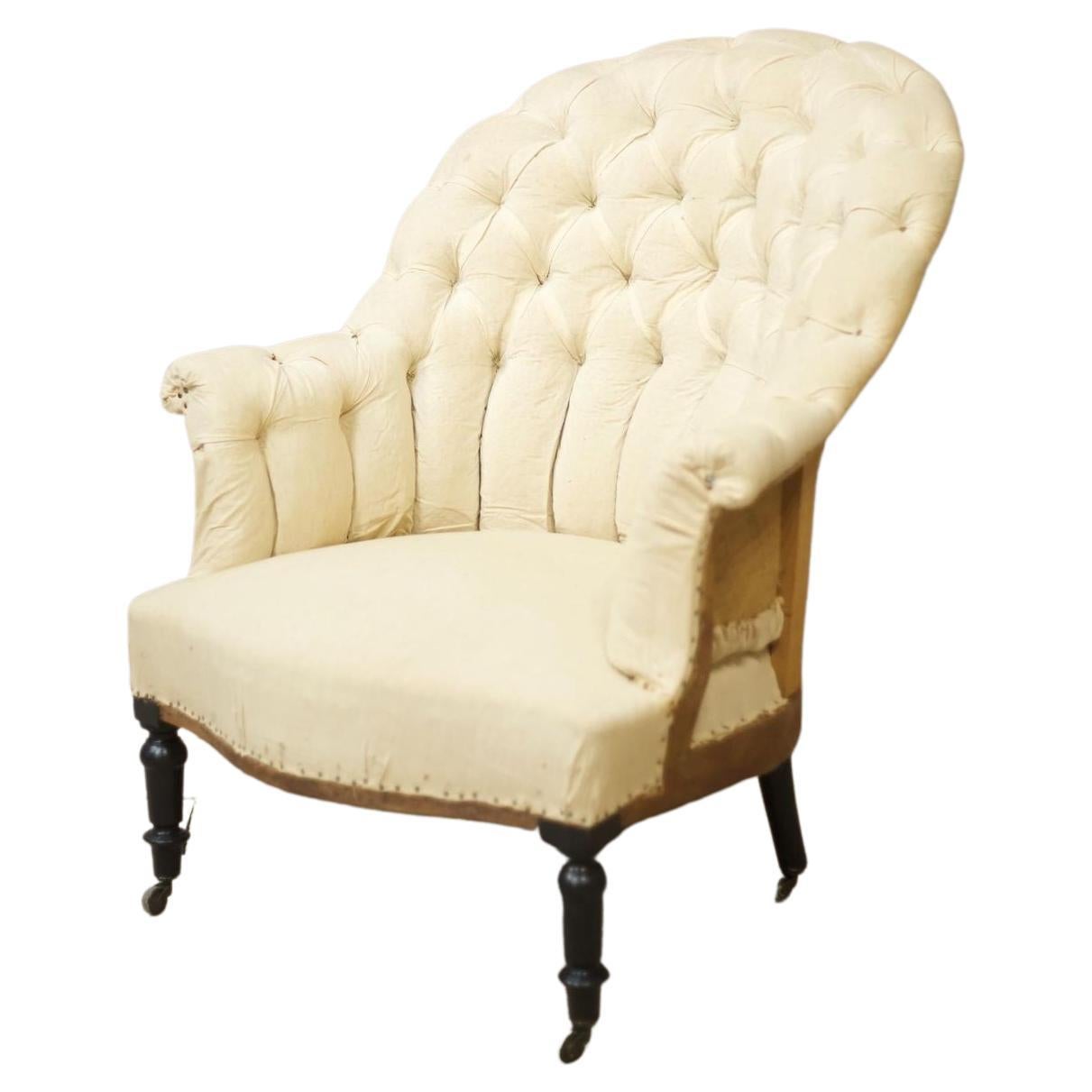 Napoleon III Buttoned Curved Back Armchair