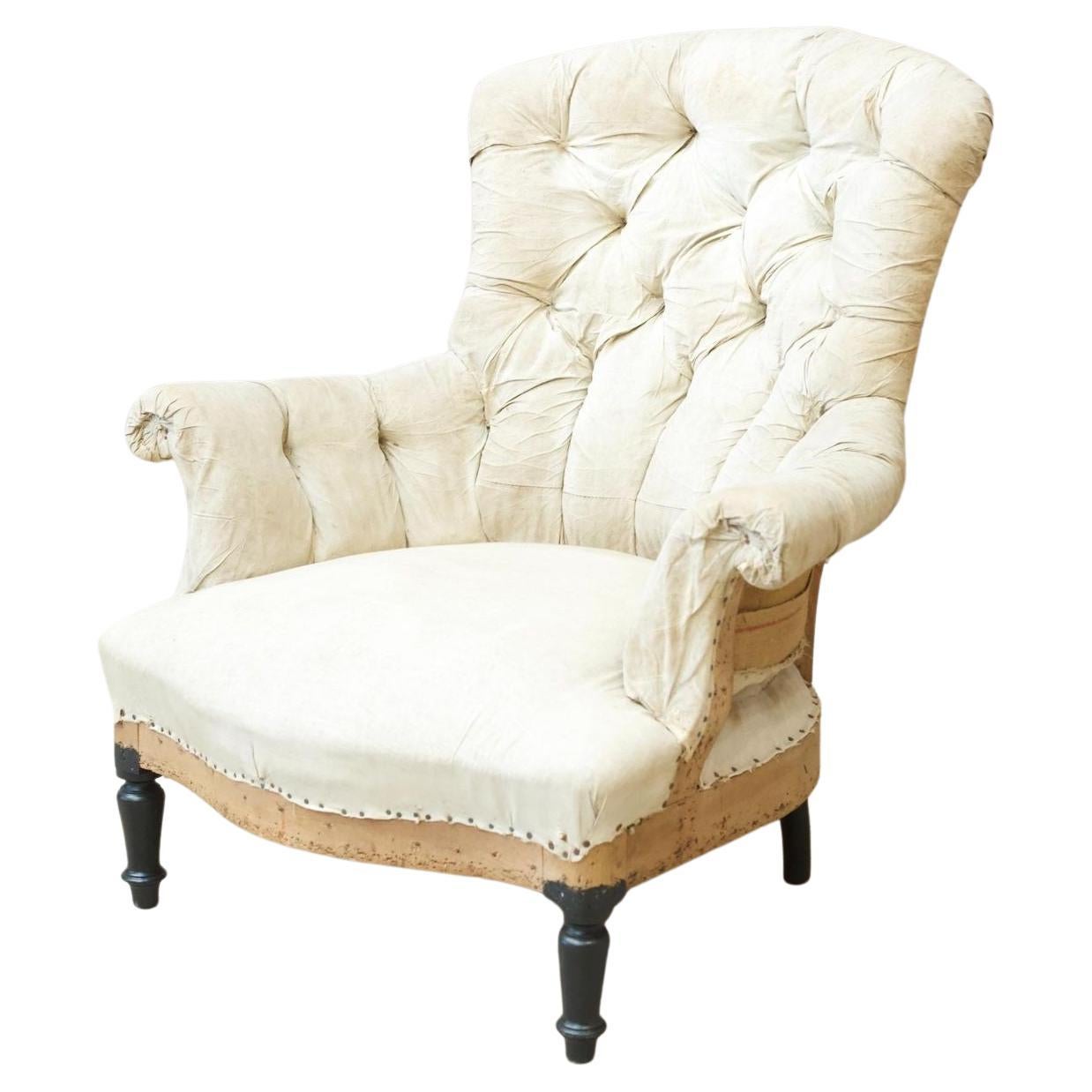 Napoleon III buttoned curved back armchair