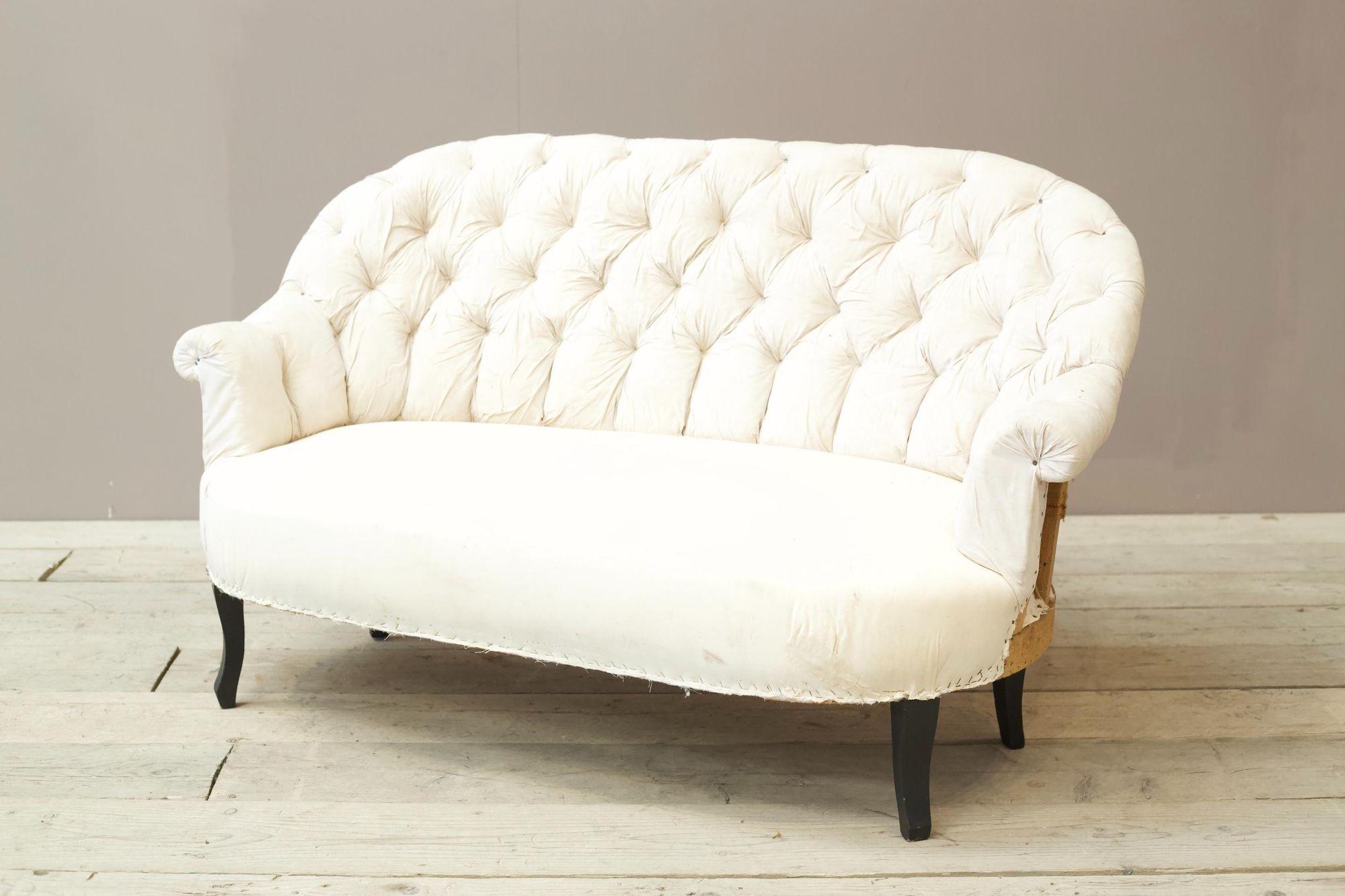 19th Century Napoleon III buttoned curved back sofa