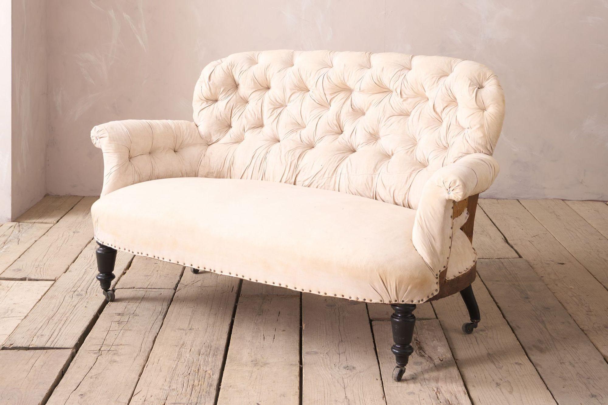 19th Century Napoleon III buttoned curved back sofa