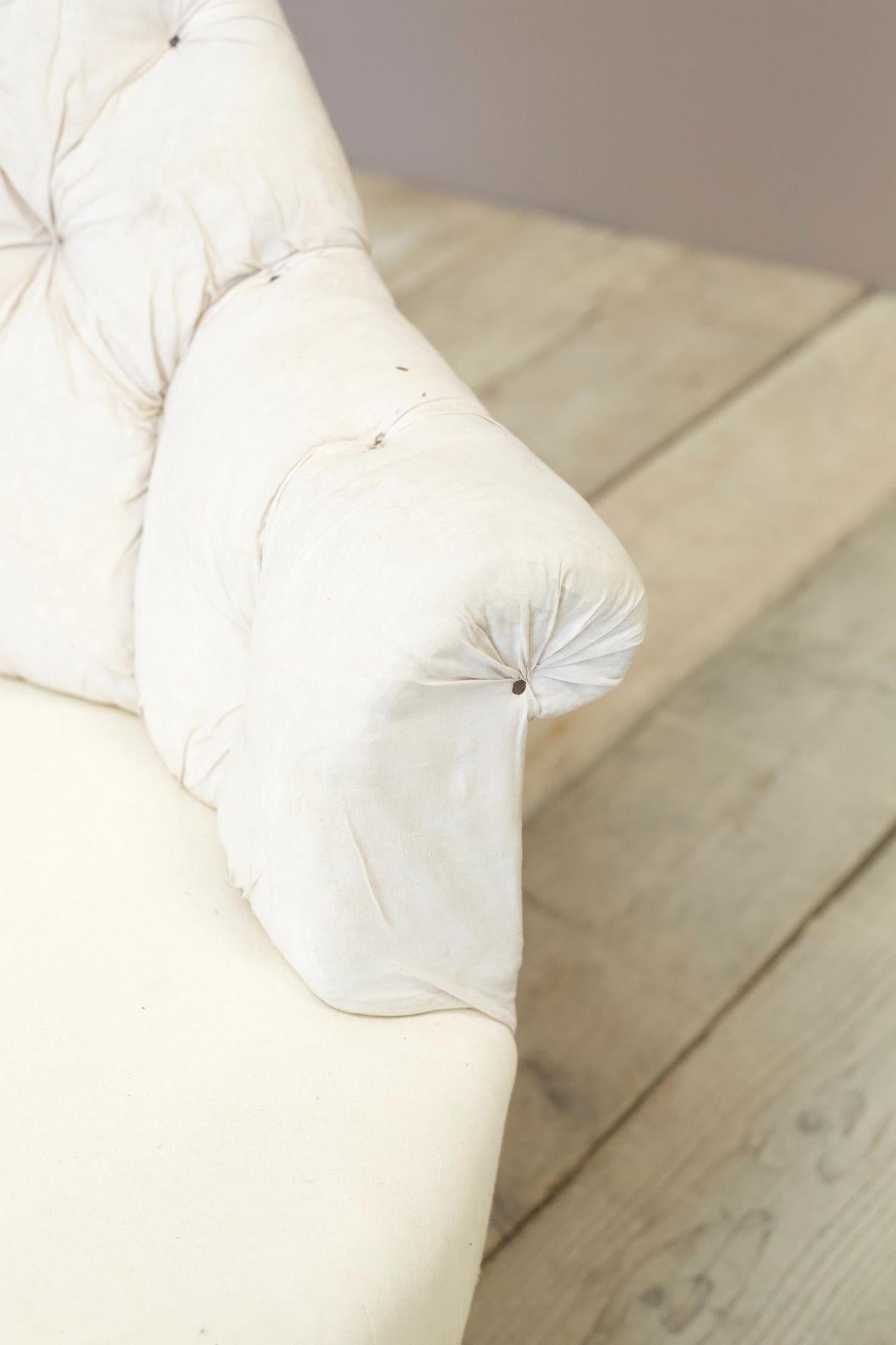 Beech Napoleon III buttoned curved back sofa