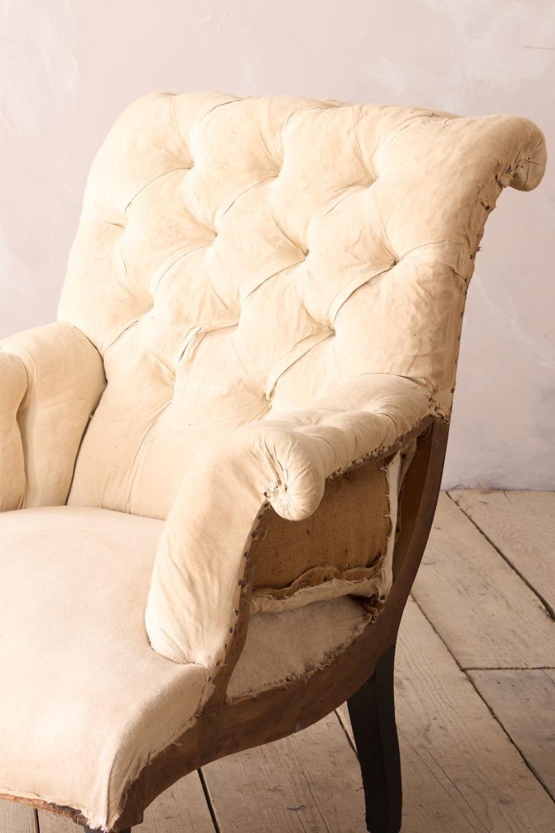 Napoleon III Buttoned scroll back armchair In Excellent Condition For Sale In Malton, GB