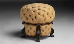 Napoleon III Buttoned Stool, France 1890