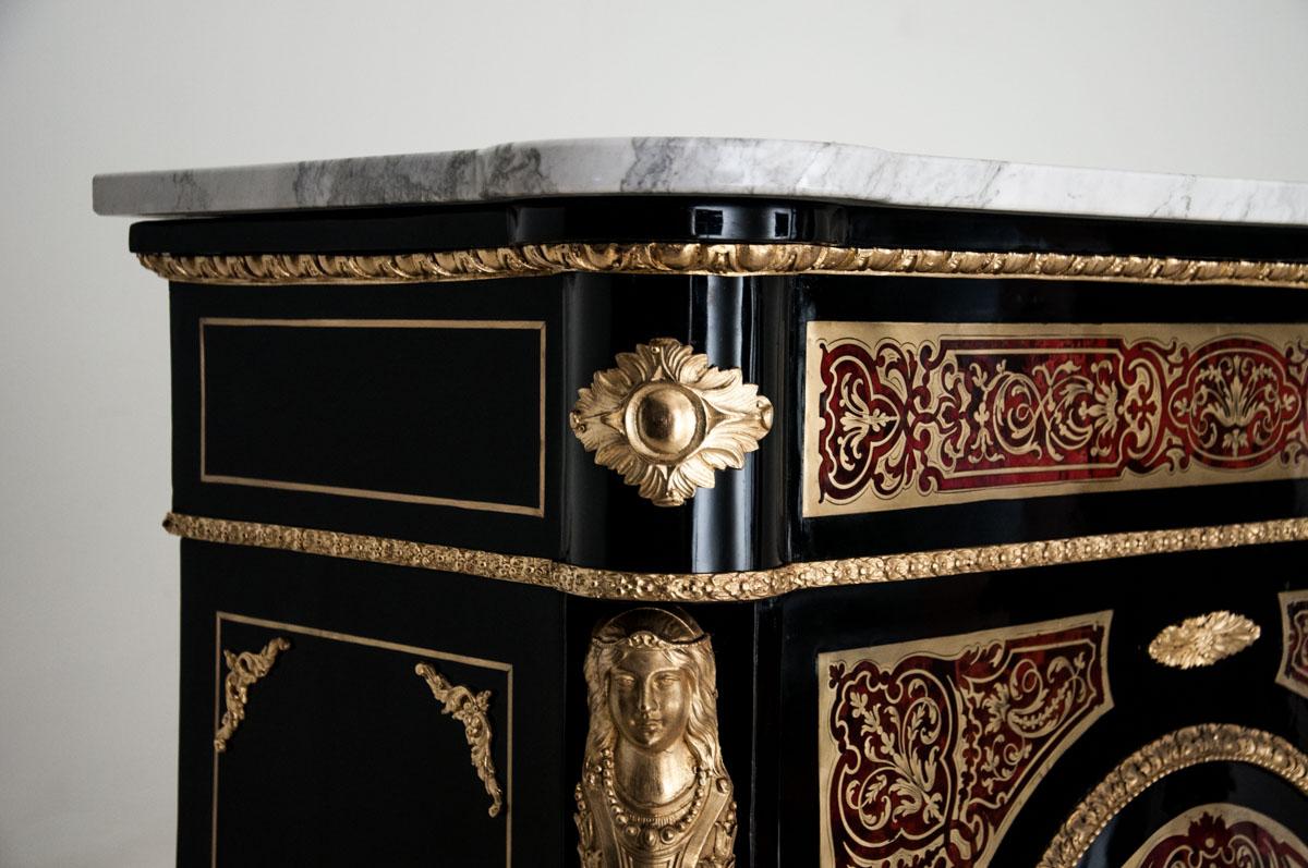 Inlay Napoleon III Cabinet Buffet Boulle Style, France, 1860 For Sale