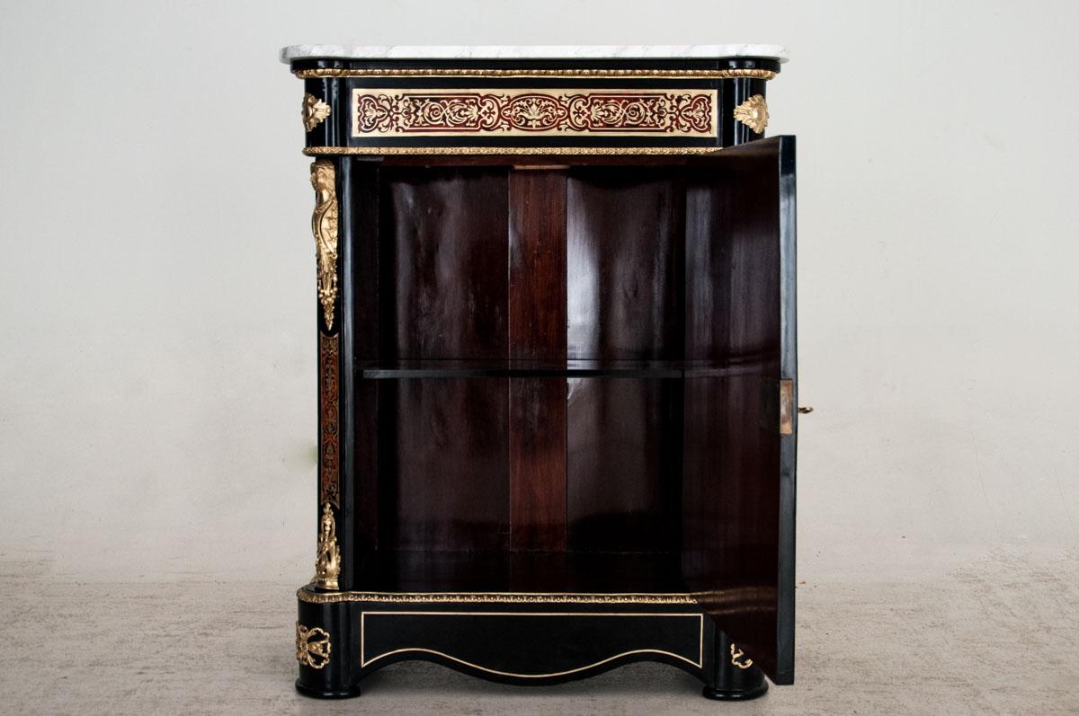 Tortoise Shell Napoleon III Cabinet Buffet Boulle Style, France, 1860 For Sale