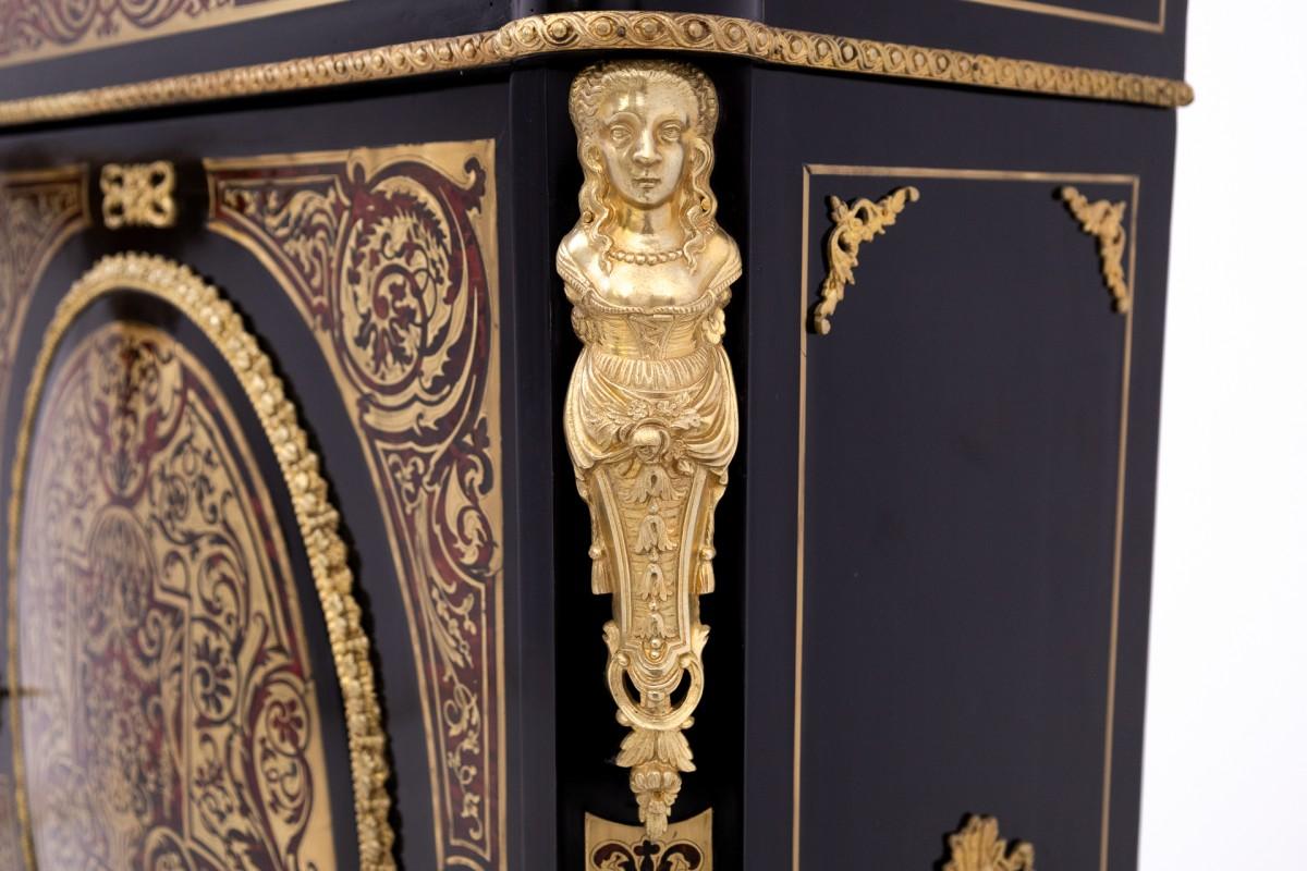 Brass Napoleon III Cabinet, Chest of Drawers in Boulle Style, France, 1850 For Sale