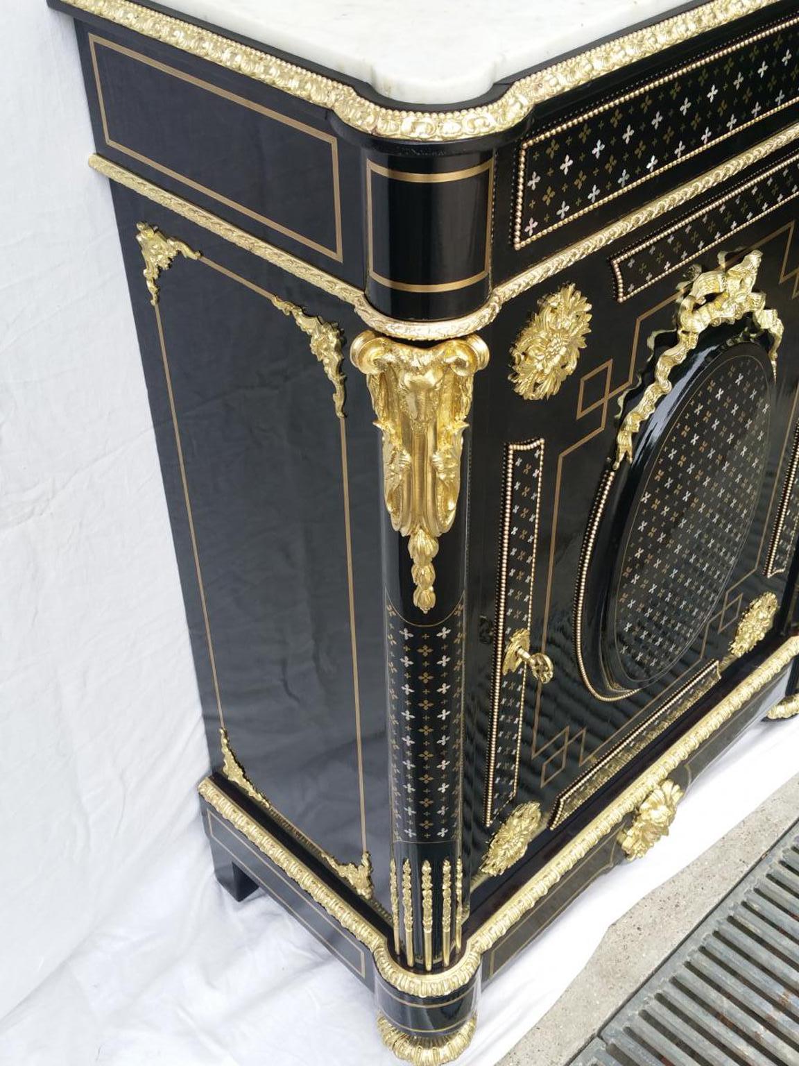 Gilt Napoleon III Cabinet in Boulle Ebony and Stars, France, 1870