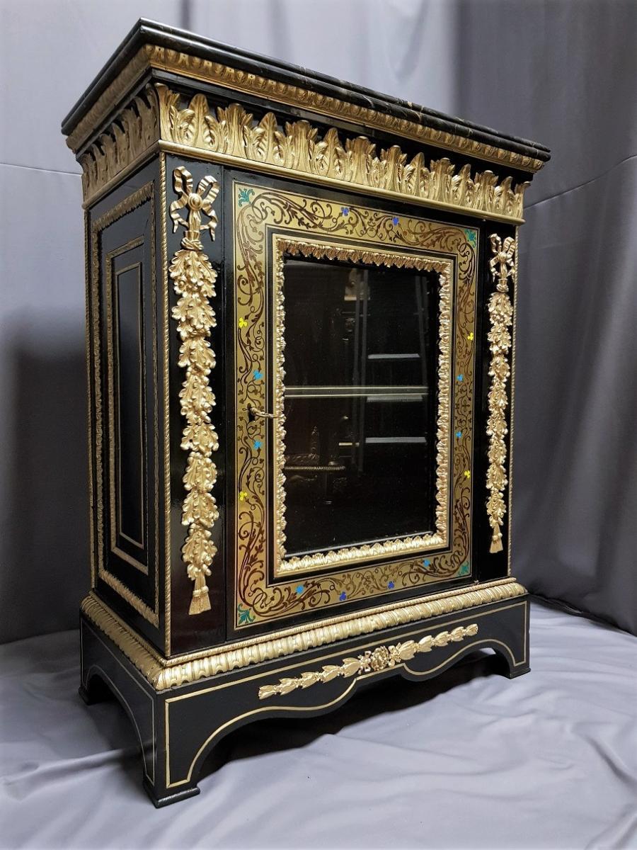French Napoleon III Cabinet in Boulle Marquetry, France, 19th Century