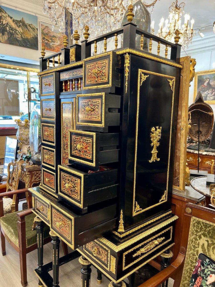Cabinet Napoléon III en marqueterie de Boulle, milieu du 20e siècle. en vente 3