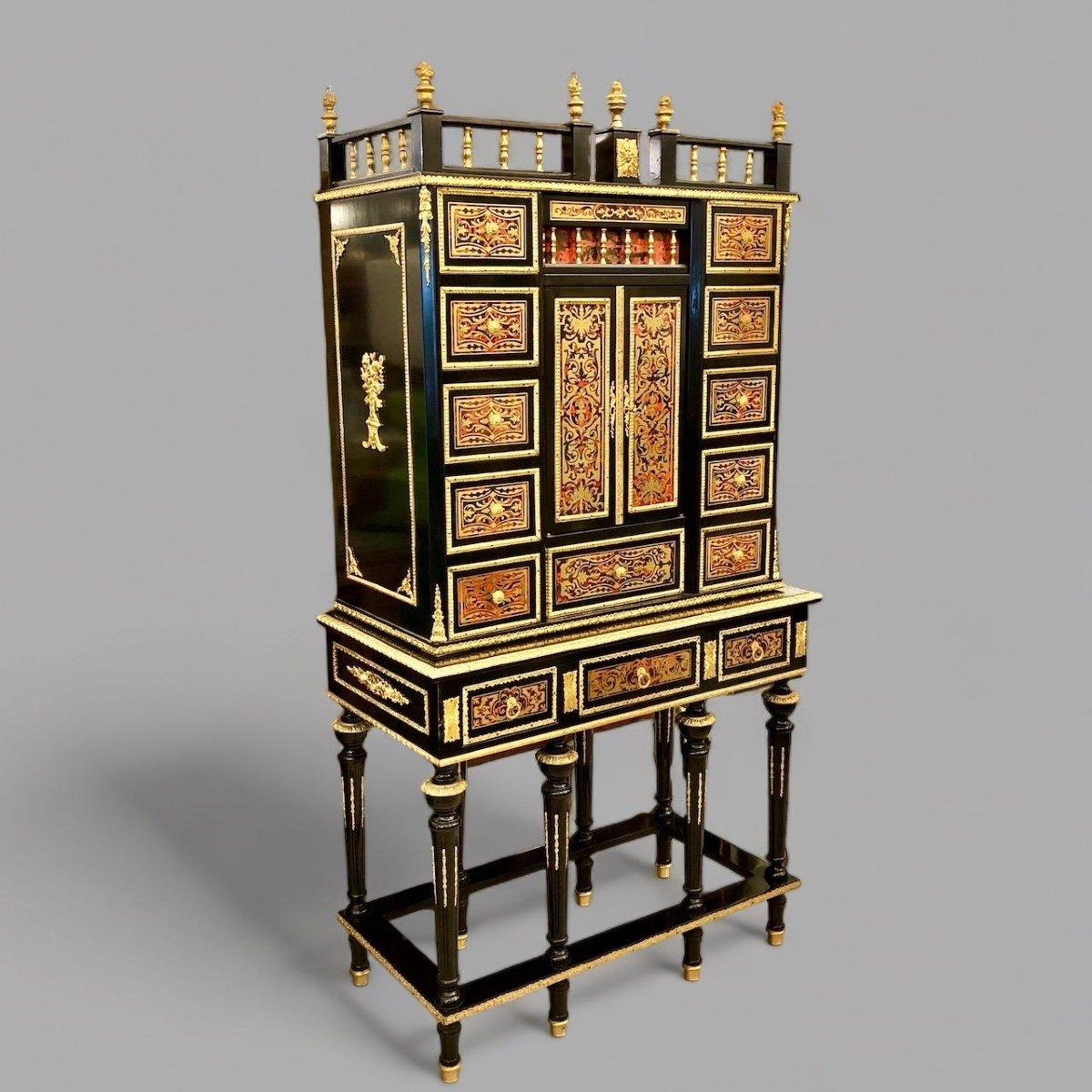 Napoleon III Cabinet in Boulle Marquetry, mid-20th Century. In Good Condition For Sale In NICE, FR