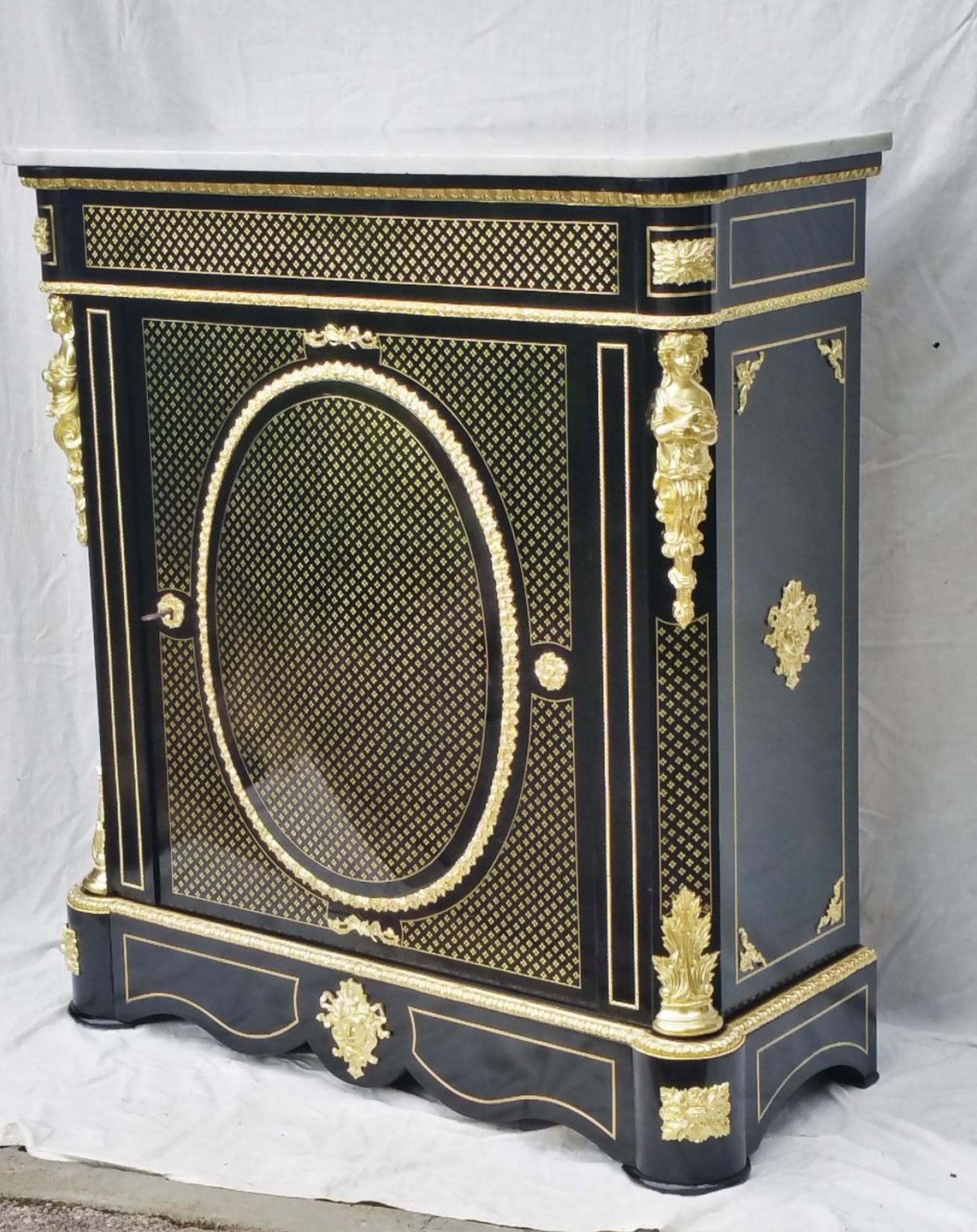 Mid-19th Century Napoleon III Cabinet in Boulle Queen's Style Marquetry, France, 1860