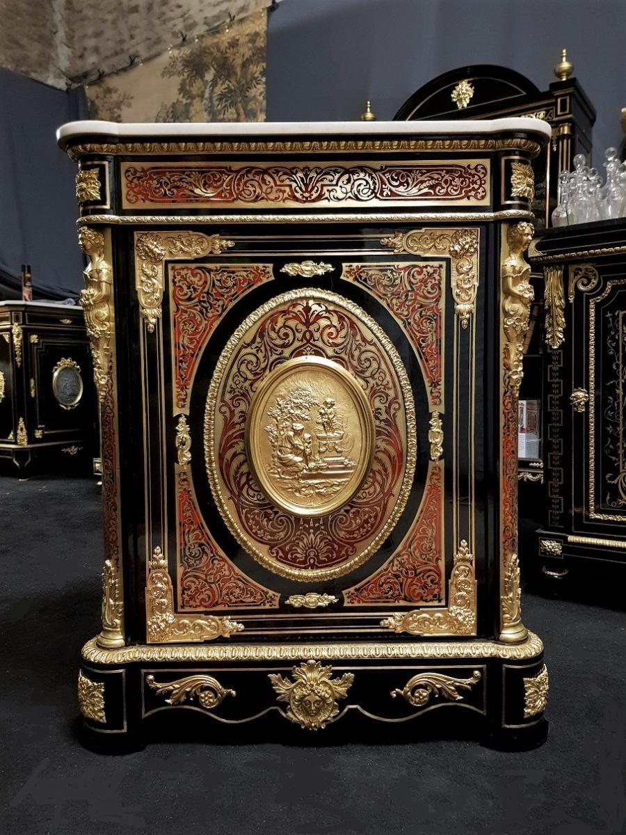 Napoleon III Cabinet in Tortoiseshell and Brass Boulle Marquetry, 19th Century In Good Condition In Paris, FR