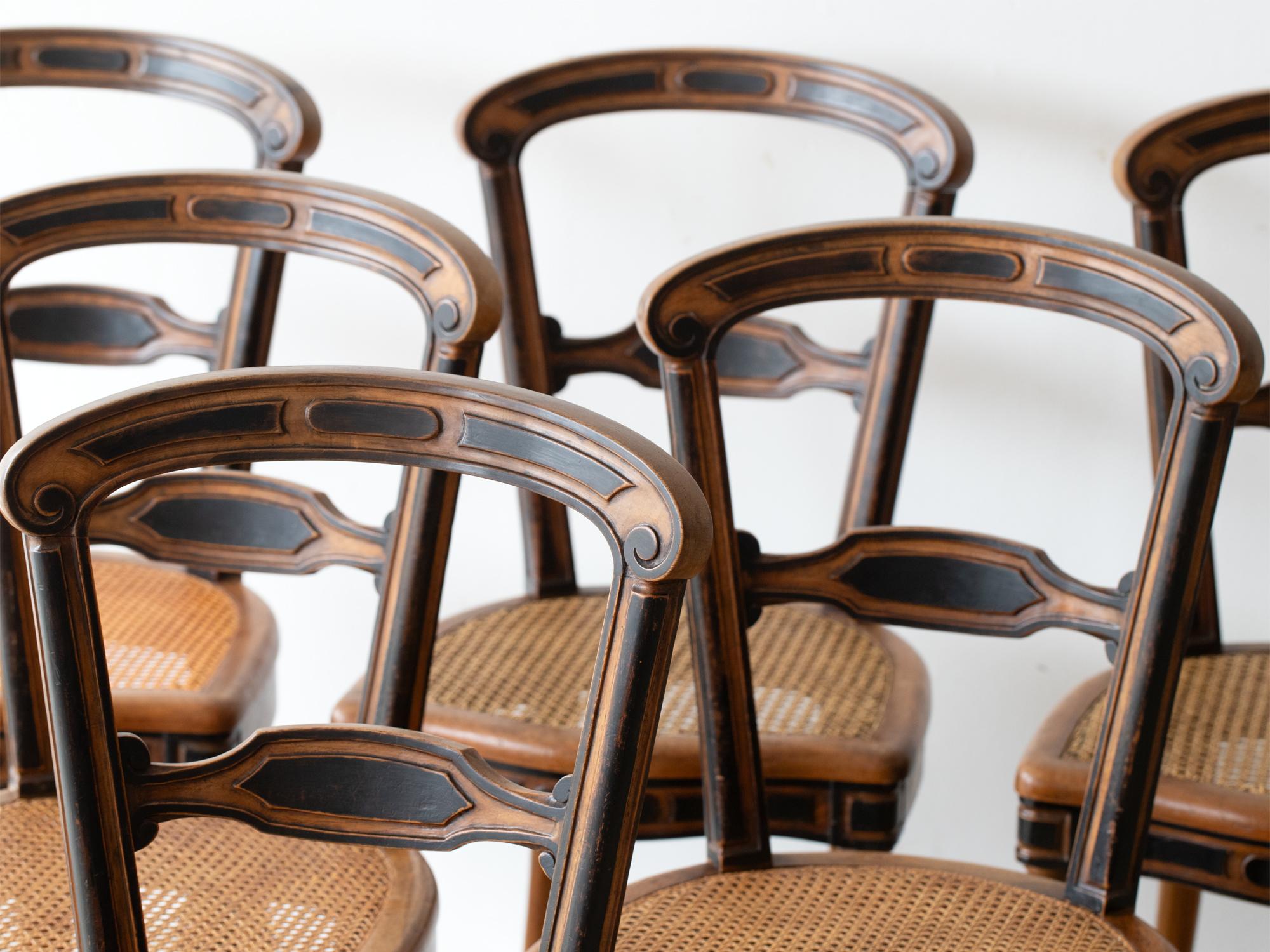 Napoleon III Caned Dining Chairs, French Late 19th Century In Good Condition In Wembley, GB