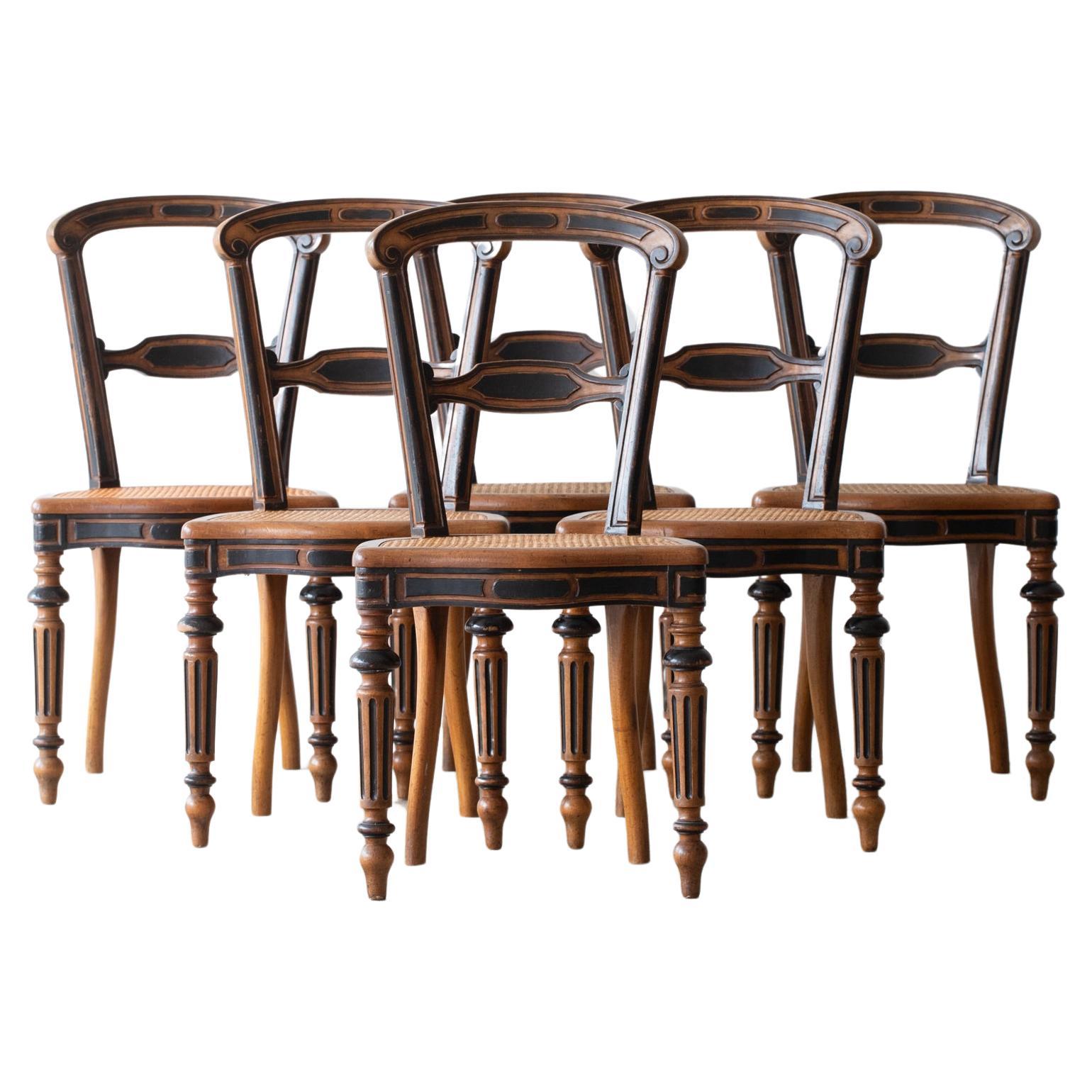 Napoleon III Caned Dining Chairs, French Late 19th Century