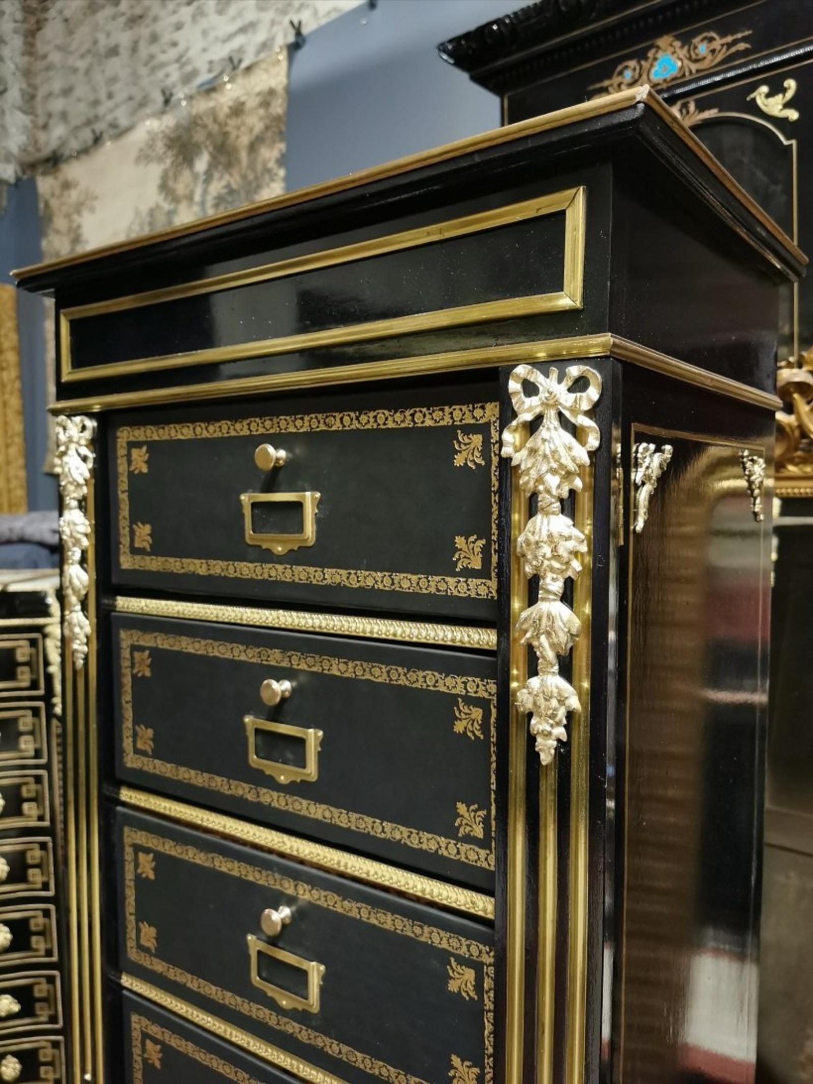 French Napoleon III Cardbox Documents Cabinet, France, 19th Century