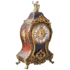 Antique Napoleon III Cartel Violin Shape Table Clock in Boulle Marquetry, France, 1870