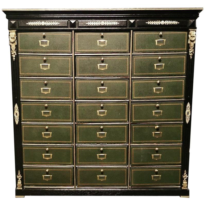 Napoleon III Cartonnier Cabinet with 21 Compartments, France 19th Century
