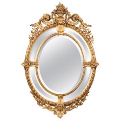 Napoleon III Carved Giltwood Oval Marginal Frame Mirror
