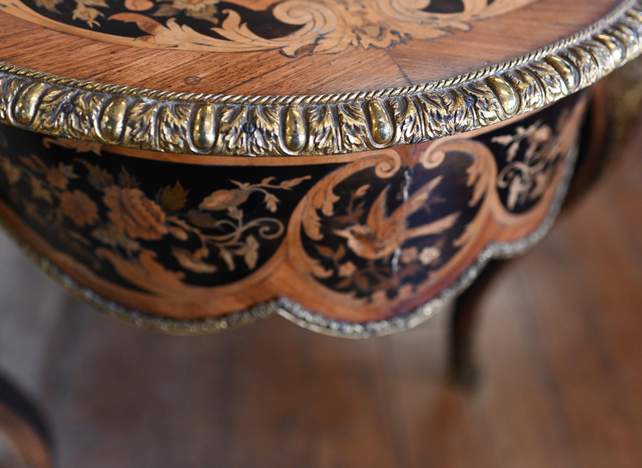 Wood Napoleon III Centre Table Inlay Violin Form For Sale