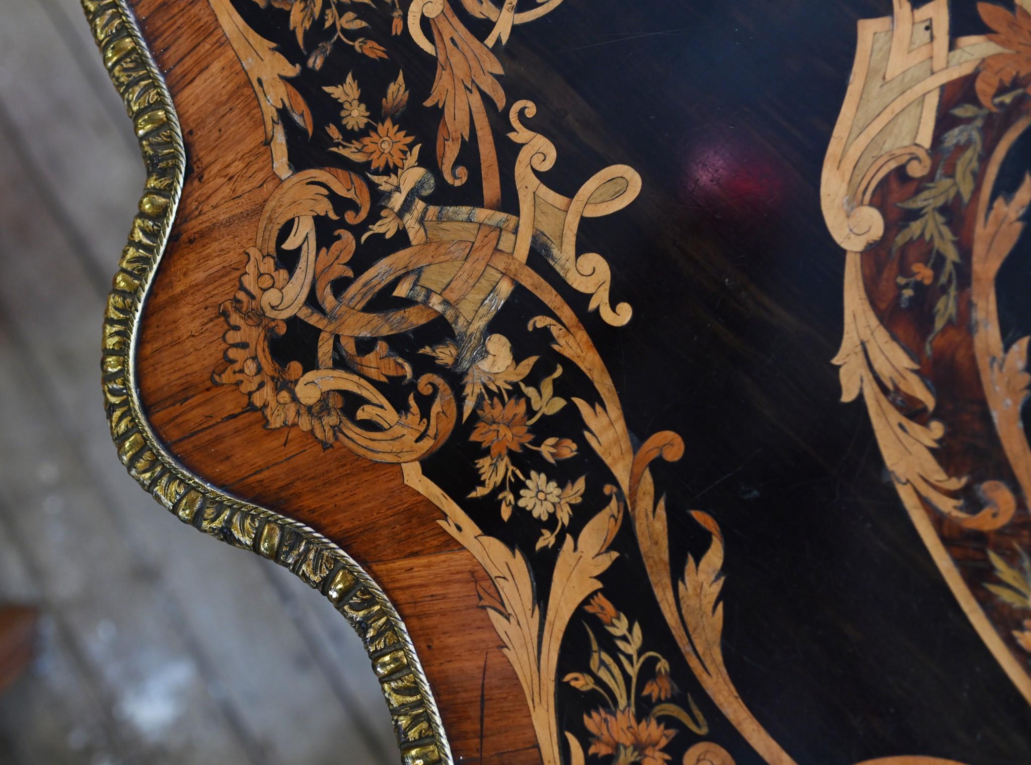 Napoleon III Centre Table Inlay Violin Form For Sale 4