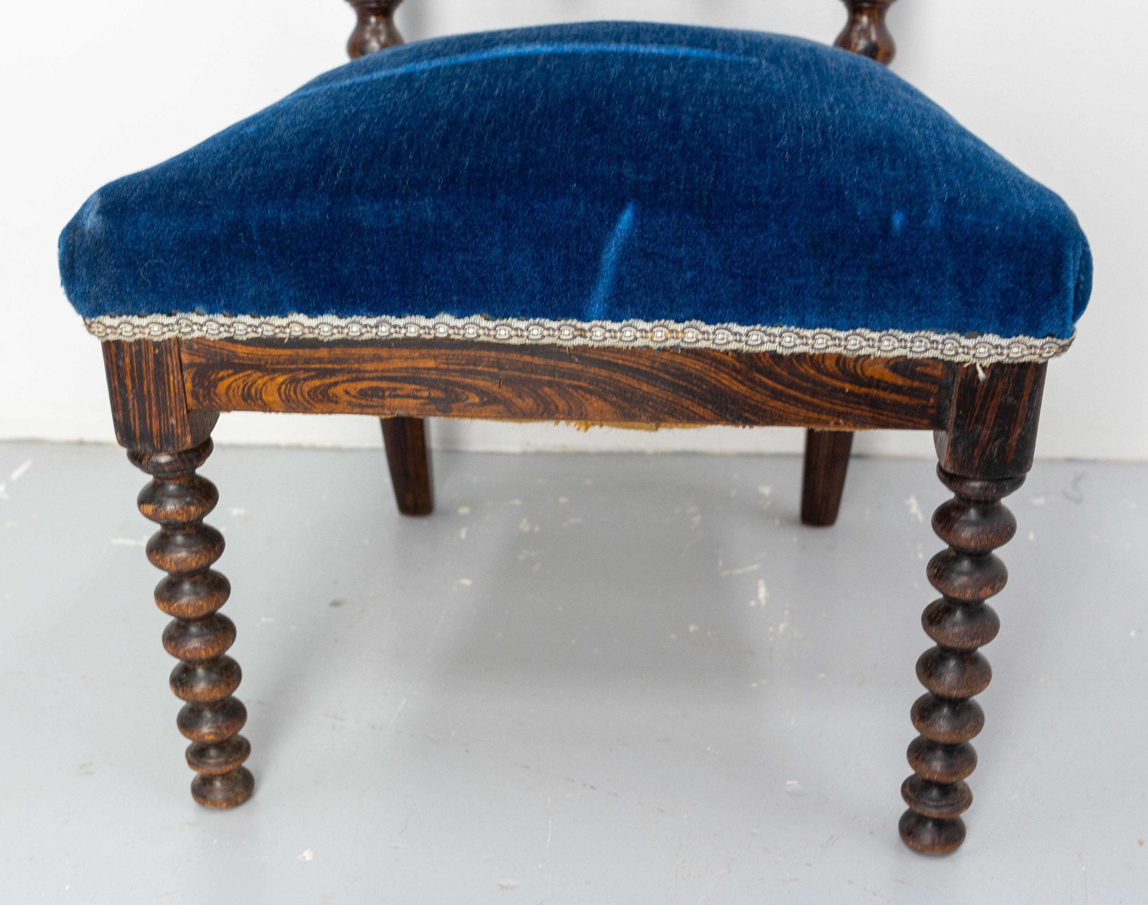 Napoleon III Chair with Turned Beech and Velvet for Child French, circa 1880 For Sale 7