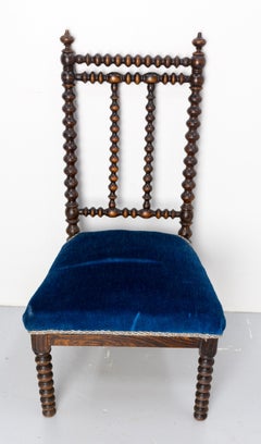 Chaise Napoléon III en hêtre tourné et velours pour Child Français, vers 1880