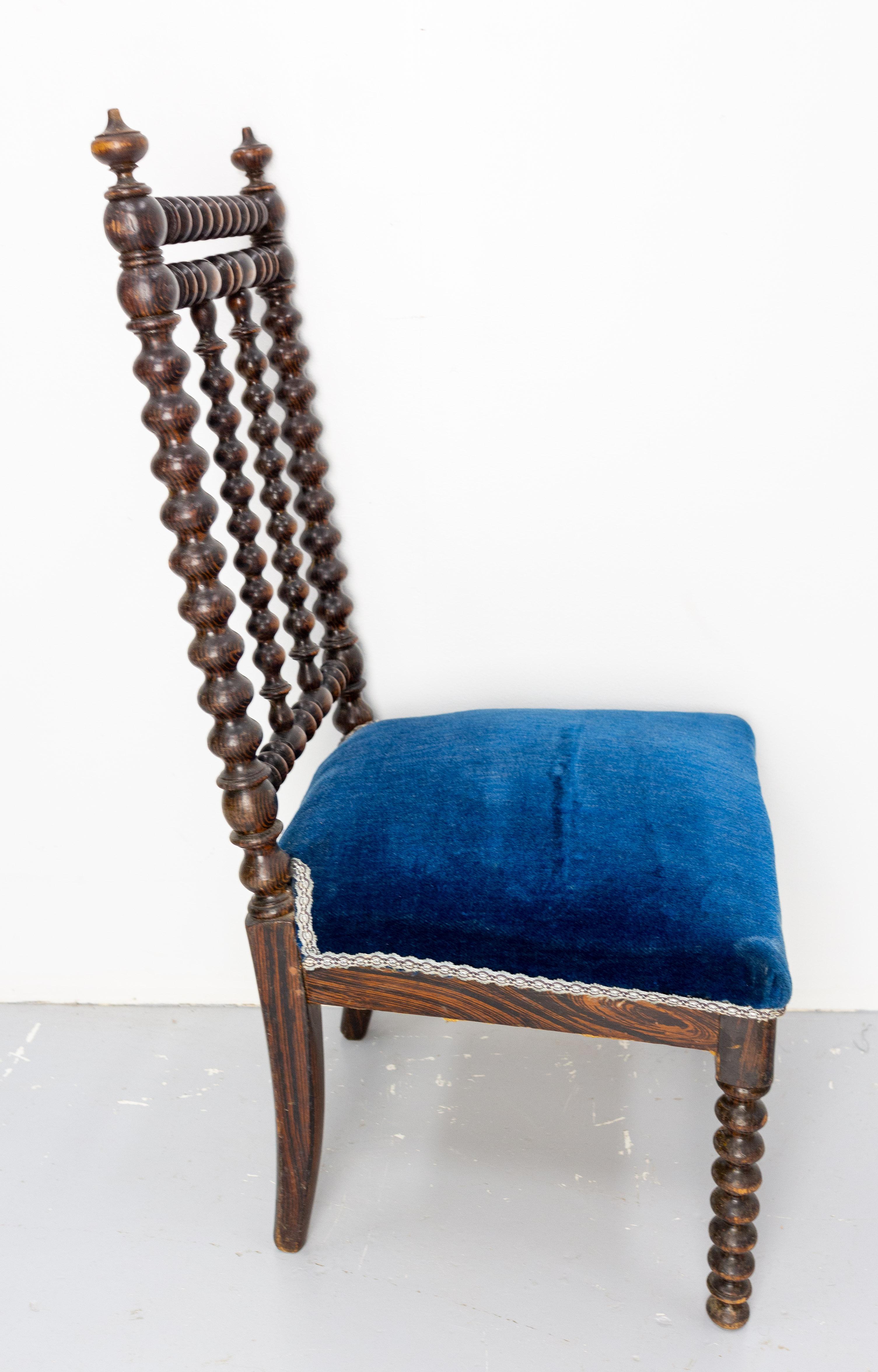 Napoleon III Chair with Turned Beech and Velvet for Child French, circa 1880 For Sale 1