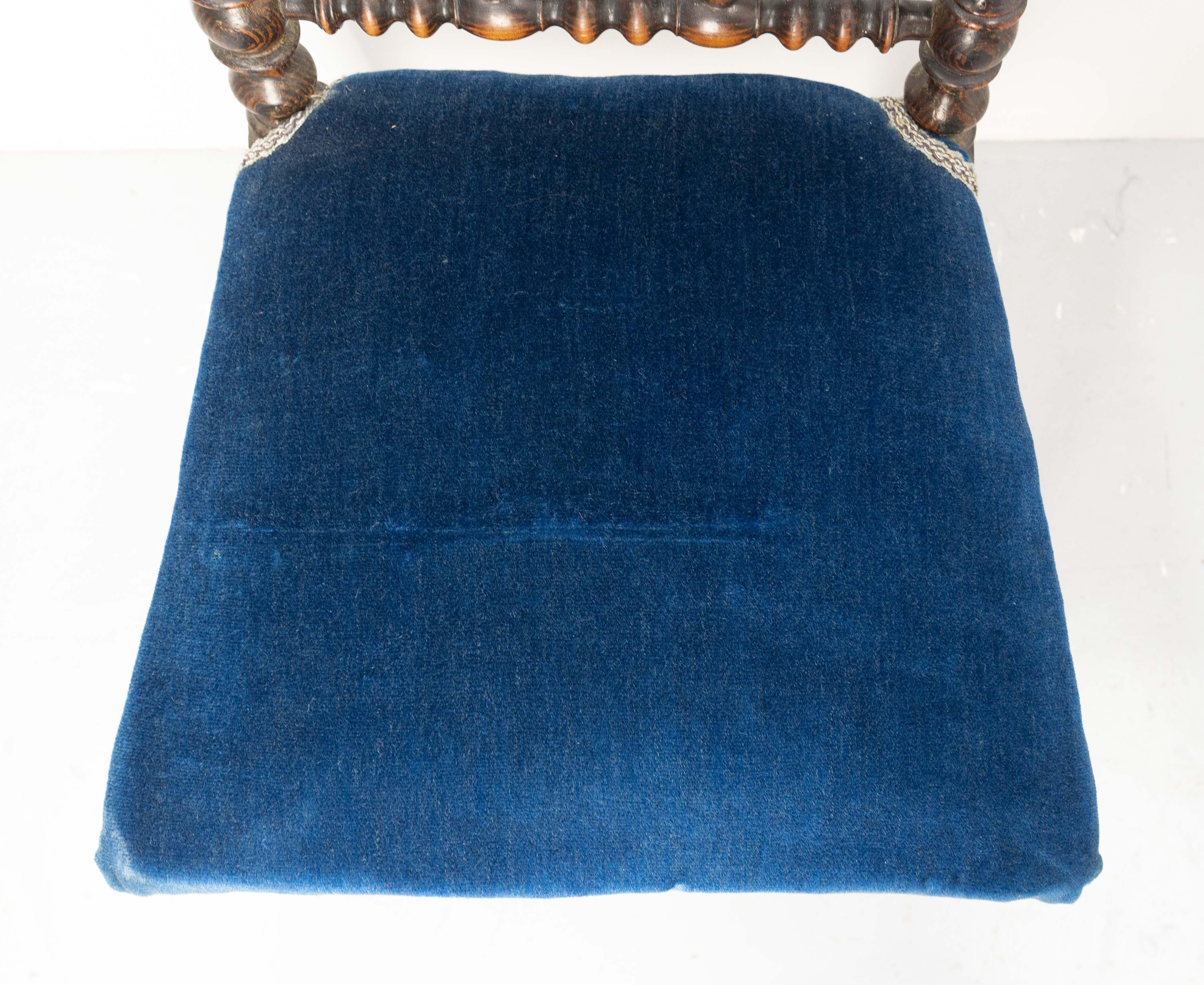 Napoleon III Chair with Turned Beech and Velvet for Child French, circa 1880 For Sale 5