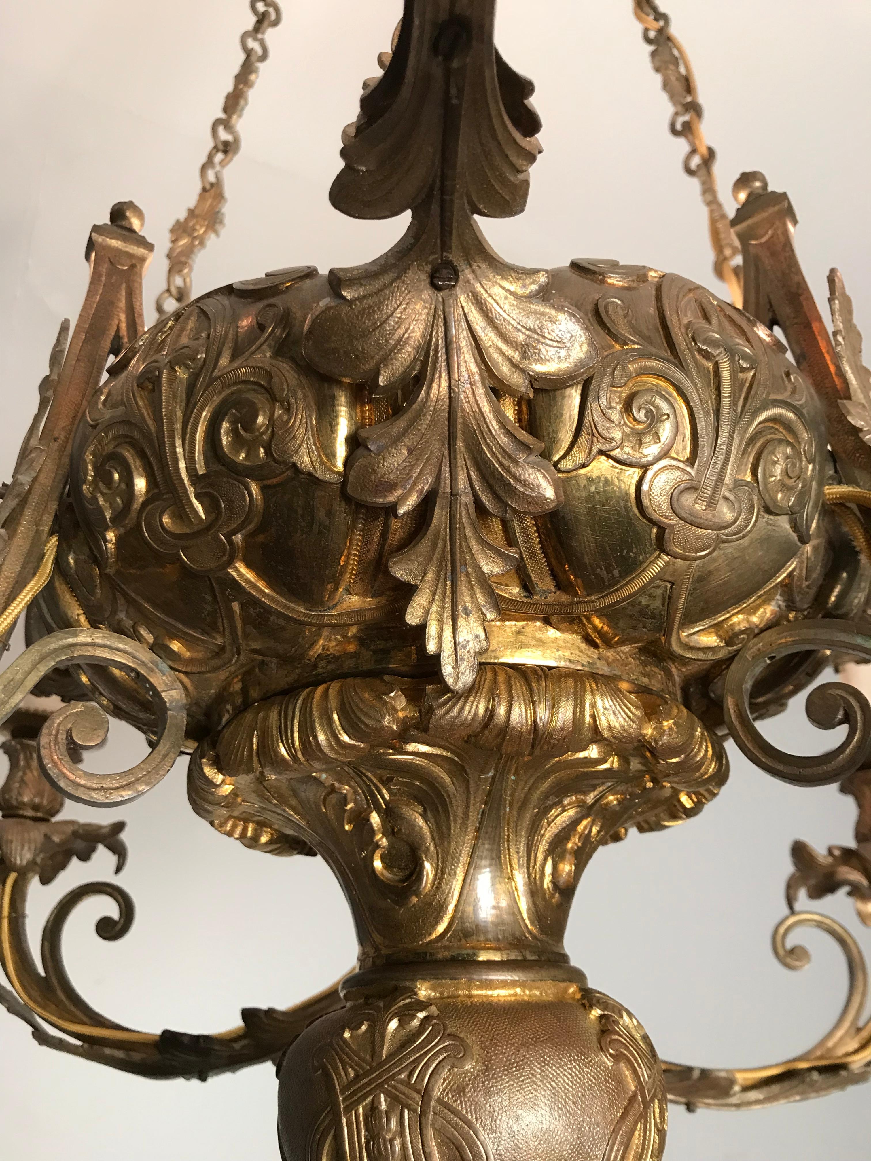 Fin du XIXe siècle Lustre Napoléon III en bronze à six branches en vente