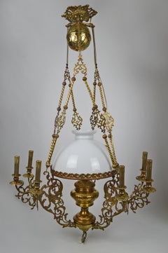 Napoleon III Chandelier with Dragons, in Bronze and Brass, France, circa 1880