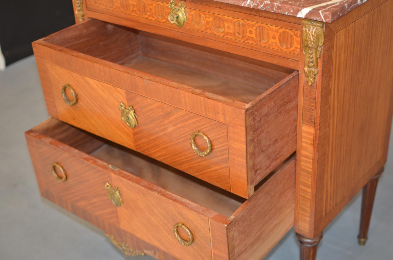 Napoleon III Chest of Drawers Three Rosewood Drawers and 1880 French Marble Top For Sale 9