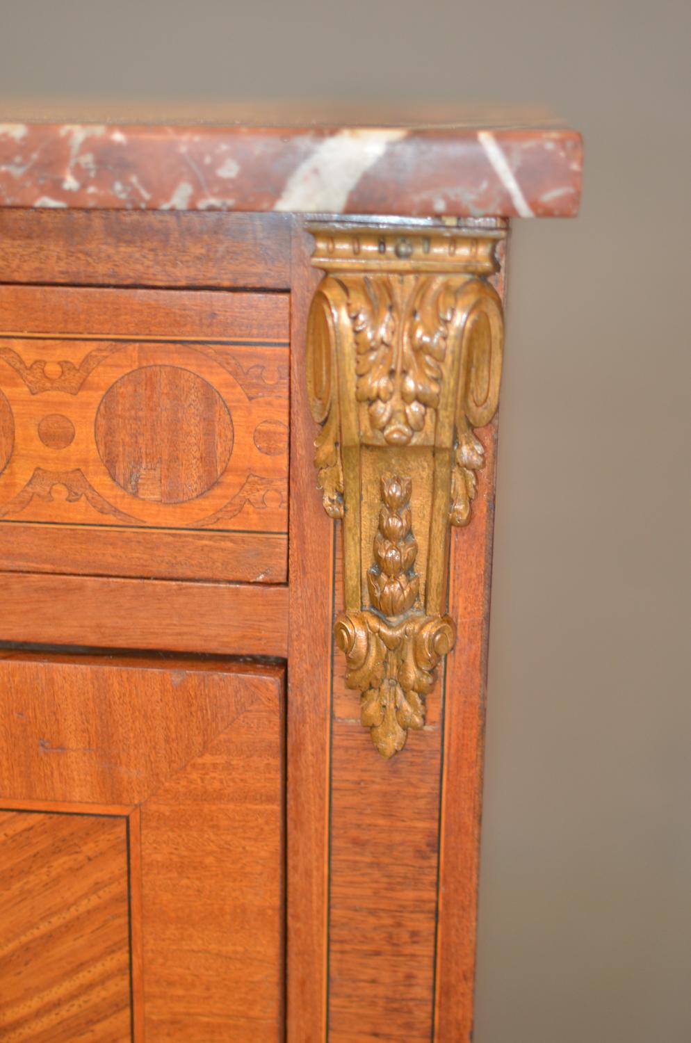 Napoleon III Chest of Drawers Three Rosewood Drawers and 1880 French Marble Top For Sale 12