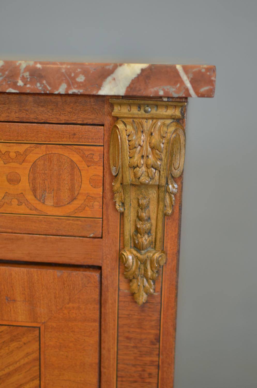 Napoleon III Chest of Drawers Three Rosewood Drawers and 1880 French Marble Top For Sale 1