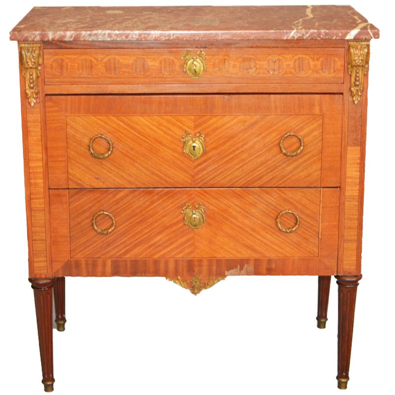 Napoleon III Chest of Drawers Three Rosewood Drawers and 1880 French Marble Top For Sale