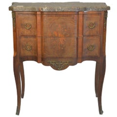 Antique Napoleon III Chest of Drawers Two Dark Walnut and French Marble 1880 Drawers