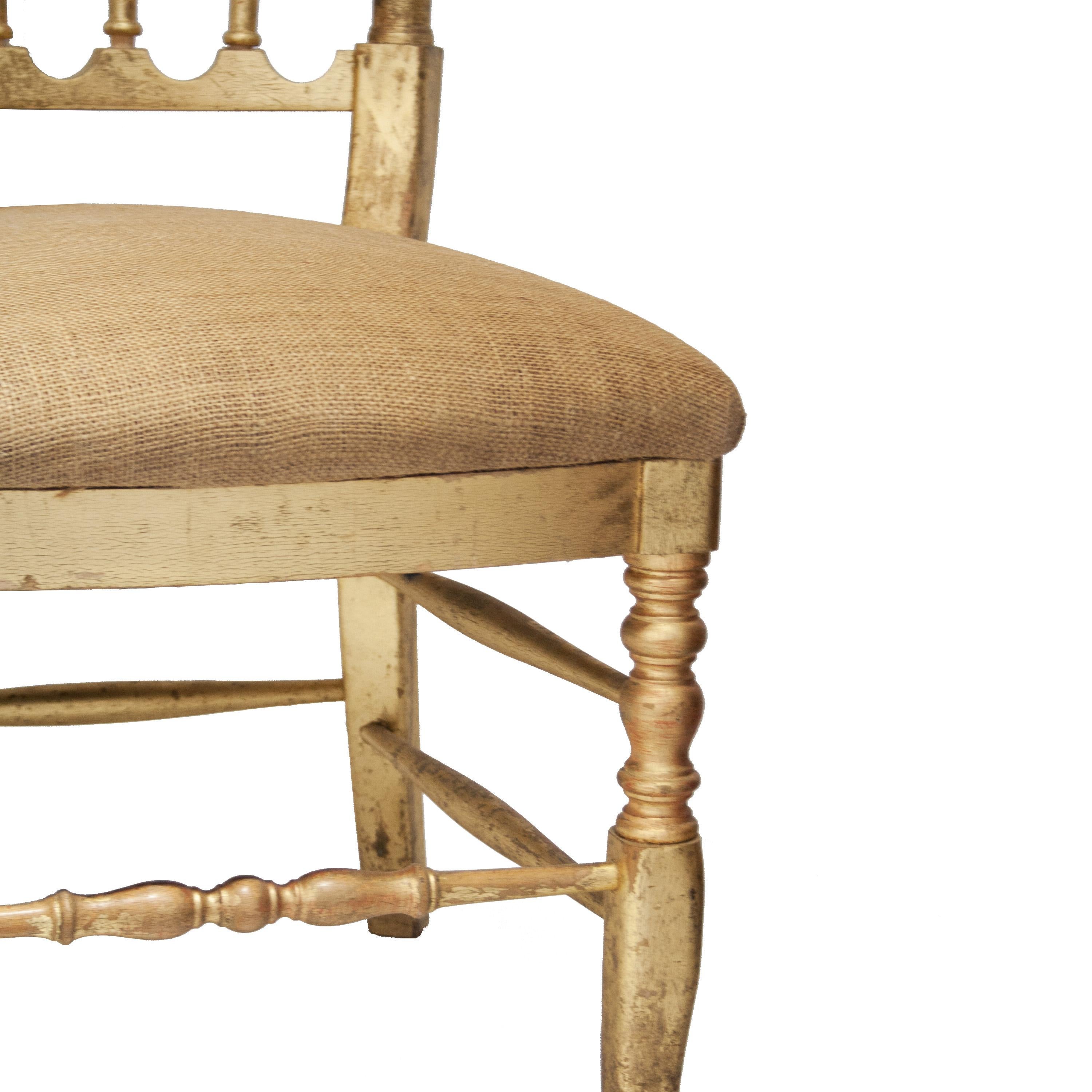 Napoleon III Chiavari Solid Wooden Hand-Crafted Gold Leaf Chairs, France, 1960 For Sale 1