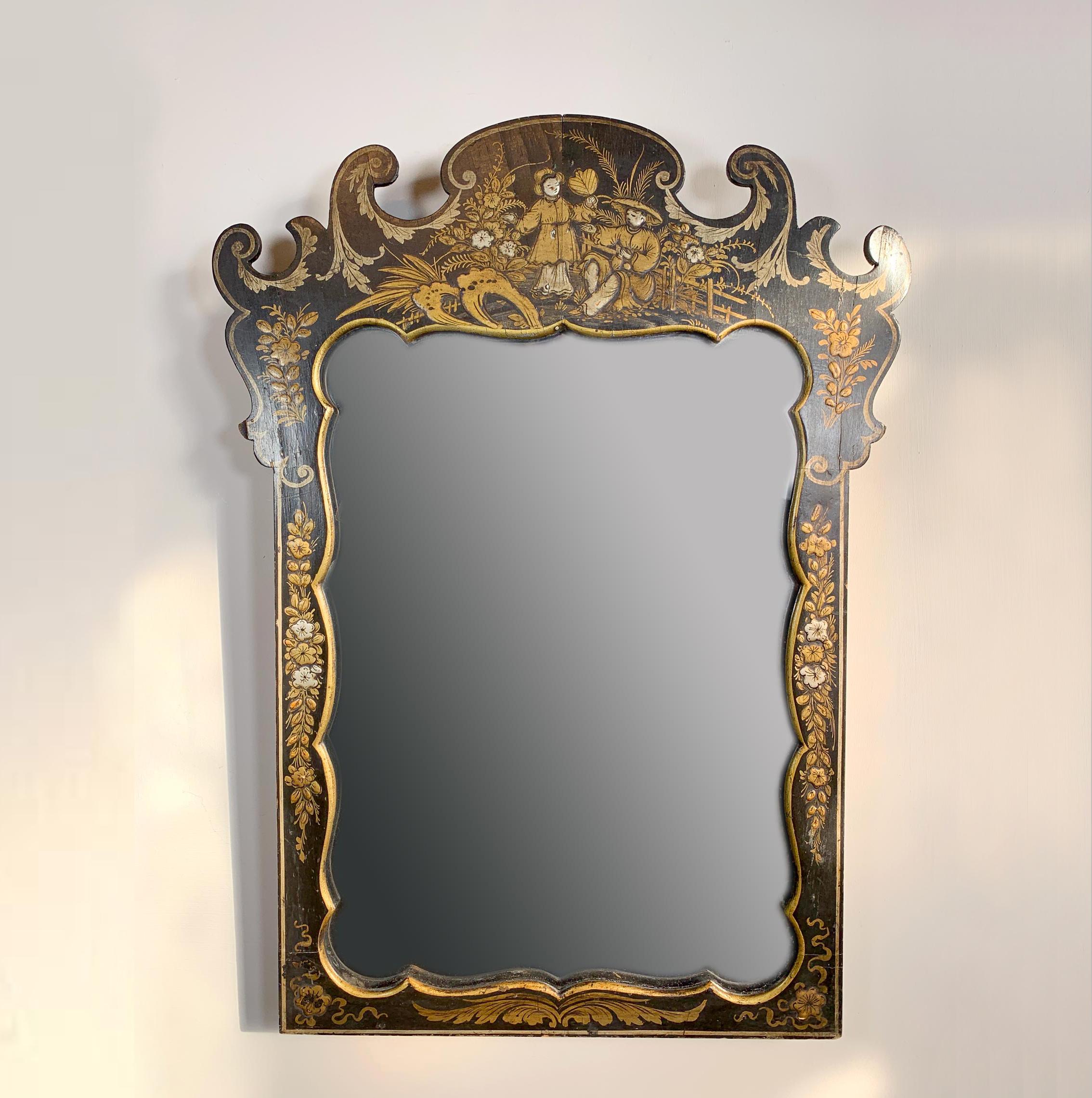 Napoleon III Black Chinoiserie Mirror from the estate of Jules Verne For Sale 8